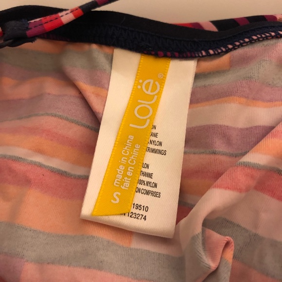 Lole Orange and Pink Striped Swim Halter Top Tankini - Picture 3 of 5